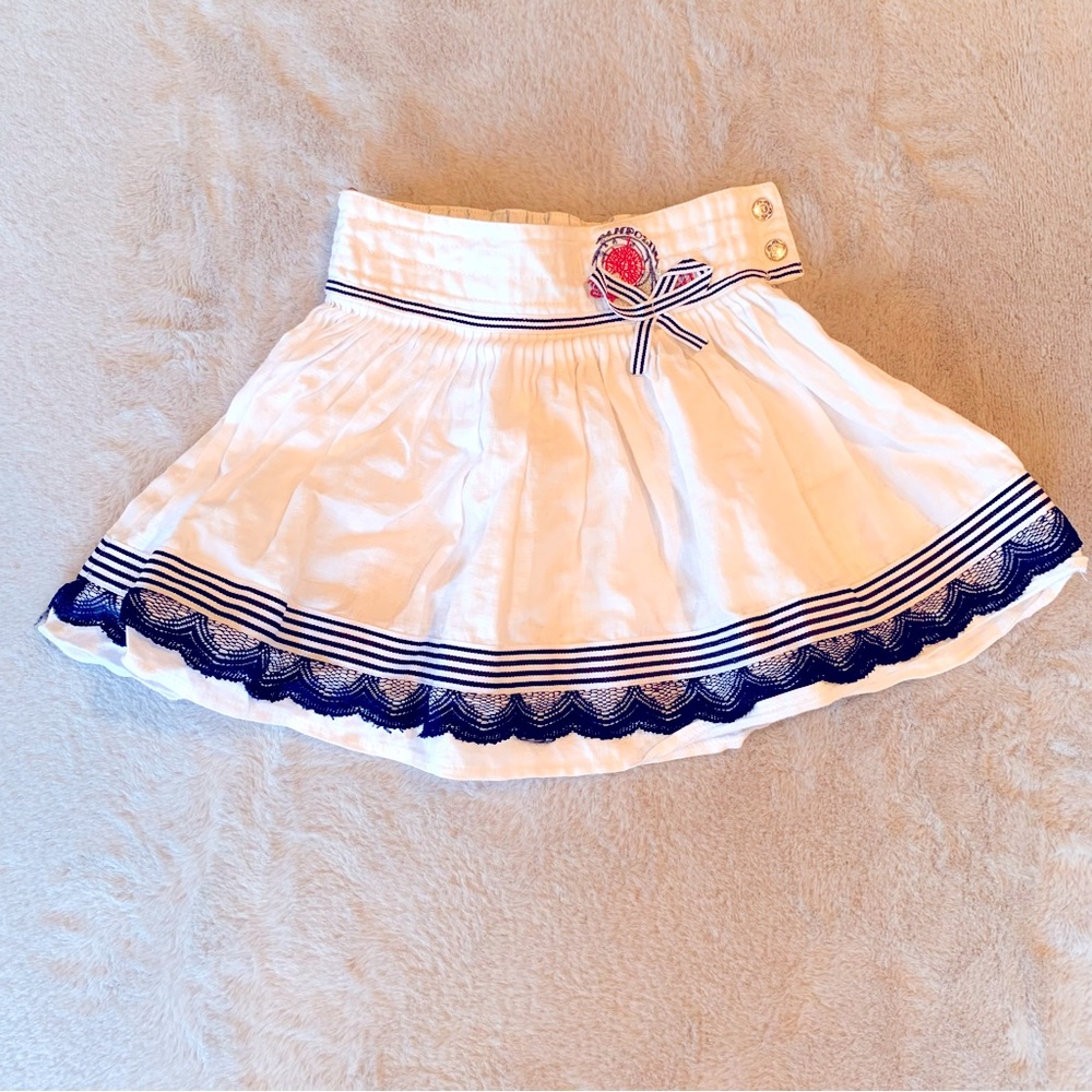 Pampolina Nautical Skirt White Navy European Brand Size 2T